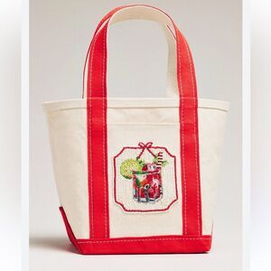 Anthropologie The Hartley Bloody Mary Beaded Cocktail Mini Cotton Canvas Tote